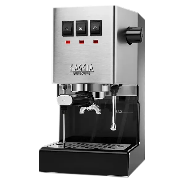 Gaggia Classic E24 cafeteira manual vista frontal em aço inox escovado