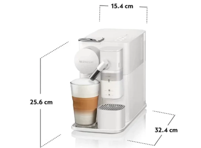 Dimensões da Nespresso Lattissima One: 154mm de largura, 324mm de profundidade e 256mm de altura