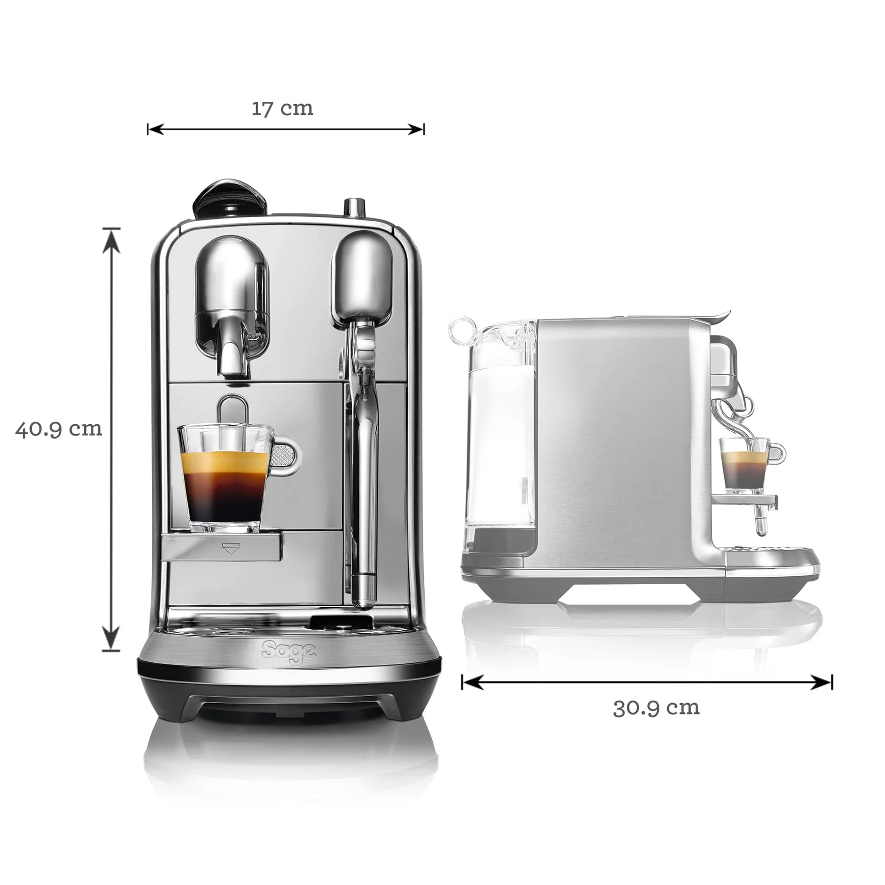 Dimensões da Nespresso Creatista Plus: 170mm de largura, 409mm de profundidade e 309mm de altura