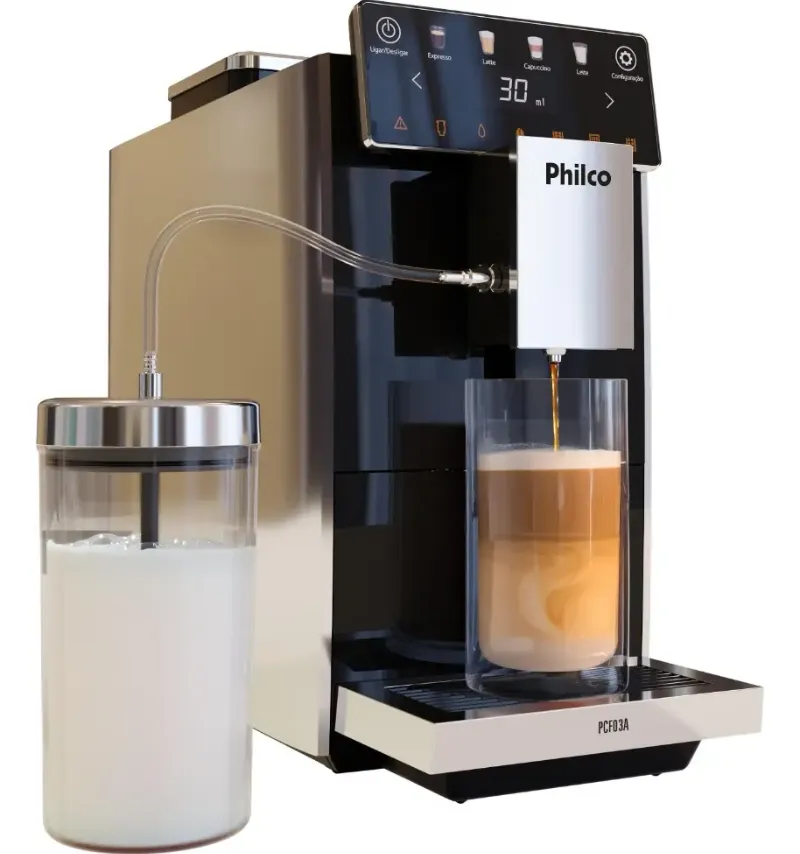 Cafeteira Superautomática Philco PCF03A com moedor integrado de 5 níveis e display digital